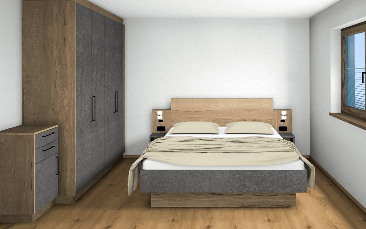 Visualisierung des Schlafzimmers in Tobhart Living Flat one
