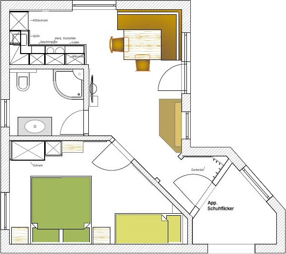 Grundriss der Ferienwohnung Schuhflicker