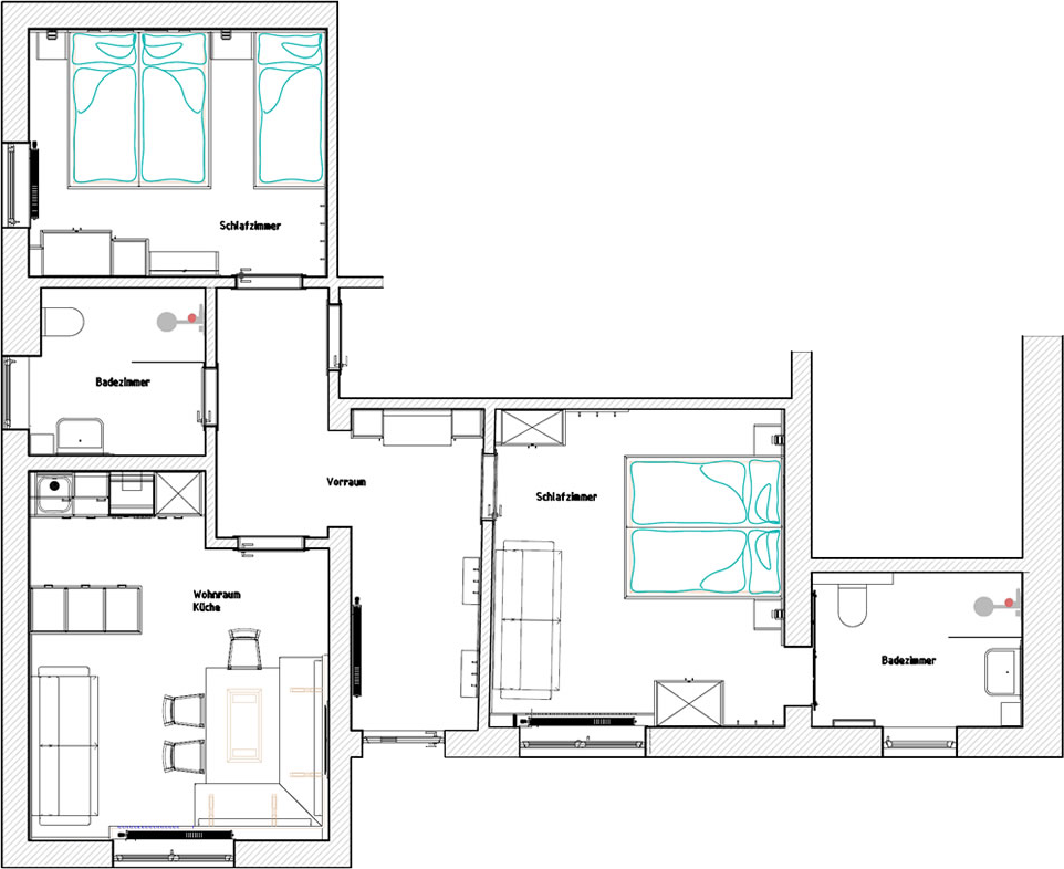 Grundriss der Ferienwohnung Bernkogel