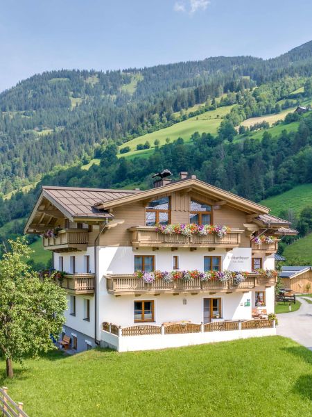 Bauernhaus des Tobhartbauers vor grüner Berglandschaft in Dorfgastein