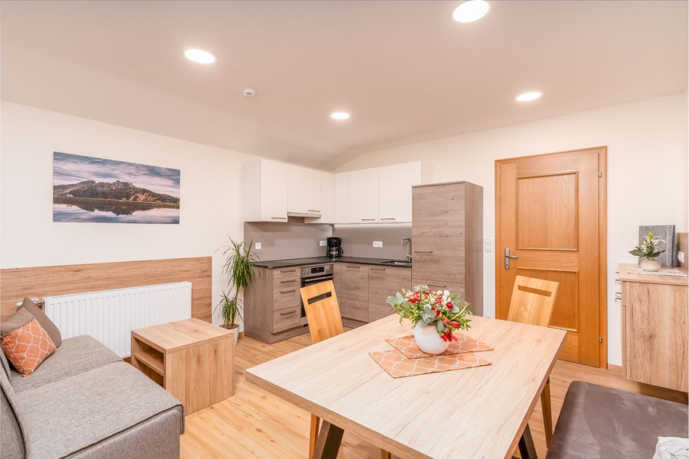 Wohnküche der Ferienwohnung Paarseen im Landhaus Tobhartbauer